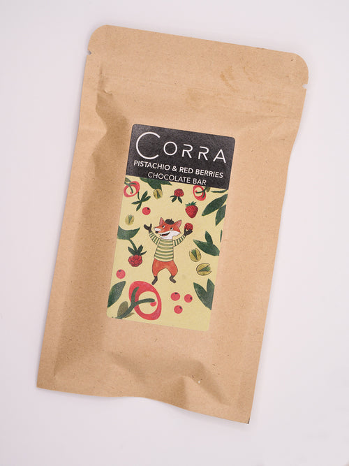 Pistachio and red berries milk chocolate bar